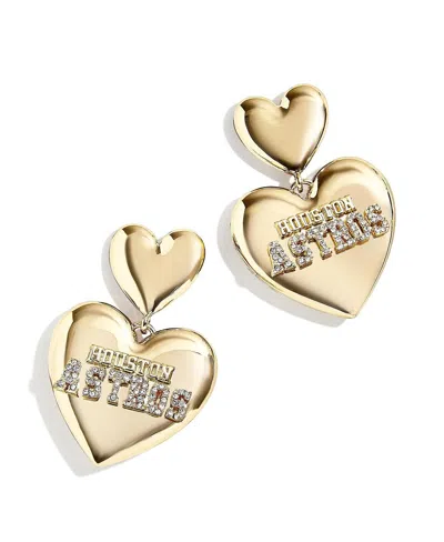 Wear By Erin Andrews X Baublebar Houston Astros Heart Statement Drop Earrings In Gold