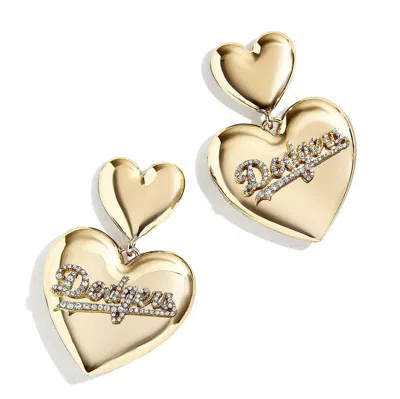 Wear By Erin Andrews X Baublebar Los Angeles Dodgers Heart Statement Drop Earrings In Gold-tone