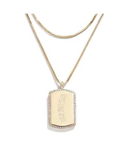 Wear By Erin Andrews X Baublebar Milwaukee Brewers Dog Tag Necklace In Gold