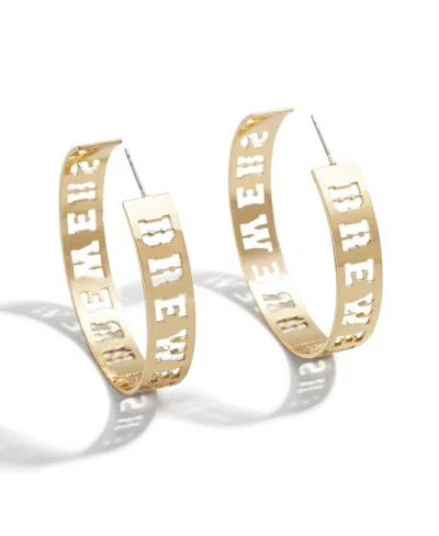 Wear By Erin Andrews X Baublebar Milwaukee Brewers Large Cutout Hoop Earrings