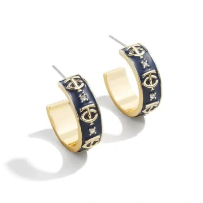 Wear By Erin Andrews X Baublebar Minnesota Twins Enamel Hoop Earrings In Gold