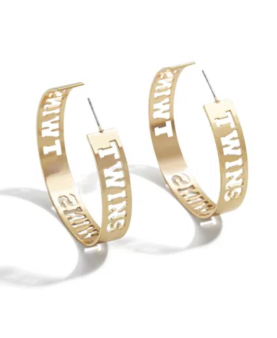 WEAR BY ERIN ANDREWS X BAUBLEBAR MINNESOTA TWINS LARGE CUTOUT HOOP EARRINGS