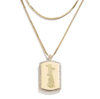 Wear By Erin Andrews X Baublebar Pittsburgh Pirates Dog Tag Necklace In Gold