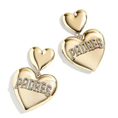 Wear By Erin Andrews X Baublebar San Diego Padres Heart Statement Drop Earrings In Gold-tone