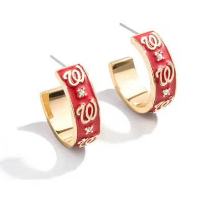 Wear By Erin Andrews X Baublebar Washington Nationals Enamel Hoop Earrings In Red