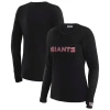 Wear By Erin Andrews X Gracie Hunt Black New York Giants Mesh Panel Long Sleeve T-shirt