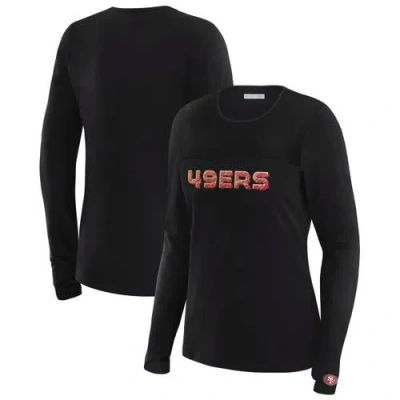 Wear By Erin Andrews X Gracie Hunt Black San Francisco 49ers Mesh Panel Long Sleeve T-shirt