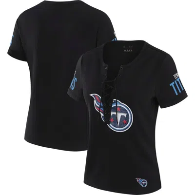 Wear By Erin Andrews X Gracie Hunt Black Tennessee Titans Draft Me Lace-up T-shirt