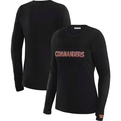 Wear By Erin Andrews X Gracie Hunt Black Washington Commanders Mesh Panel Long Sleeve T-shirt