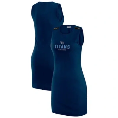 Wear By Erin Andrews X Gracie Hunt Navy Tennessee Titans Ribbed Tank Dress In Blue