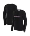 Wear By Erin Andrews X Gracie Hunt Women's Black Baltimore Ravens Mesh Panel Long Sleeve T-shirt In Black