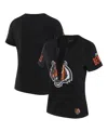 Wear By Erin Andrews X Gracie Hunt Women's Black Cincinnati Bengals Draft Me Lace-up T-shirt In Black