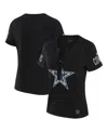 Wear By Erin Andrews X Gracie Hunt Women's Black Dallas Cowboys Draft Me Lace-up T-shirt In Black