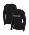 Wear By Erin Andrews X Gracie Hunt Women's Black Minnesota Vikings Mesh Panel Long Sleeve T-shirt In Black