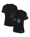 Wear By Erin Andrews X Gracie Hunt Women's Black New England Patriots Draft Me Lace-up T-shirt In Black