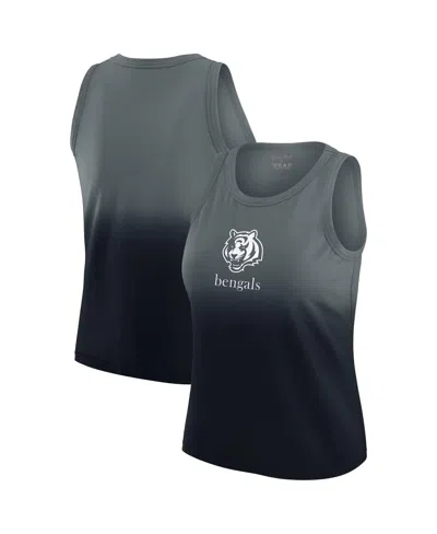 Wear By Erin Andrews X Gracie Women's Black Cincinnati Bengals Ombre Tank Top In Gray