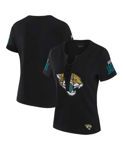 Wear By Erin Andrews X Gracie Women's Hunt Black Jacksonville Jaguars Draft Me Lace-up T-shirt