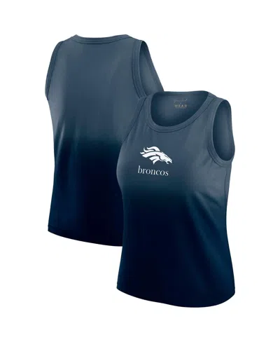 Wear By Erin Andrews X Gracie Women's Navy Denver Broncos Ombre Tank Top In Blue