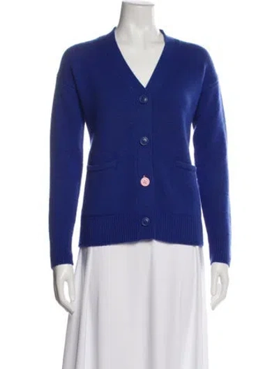 Pre-owned Wear Cissa Cashmere V-neck Sweater In Blue