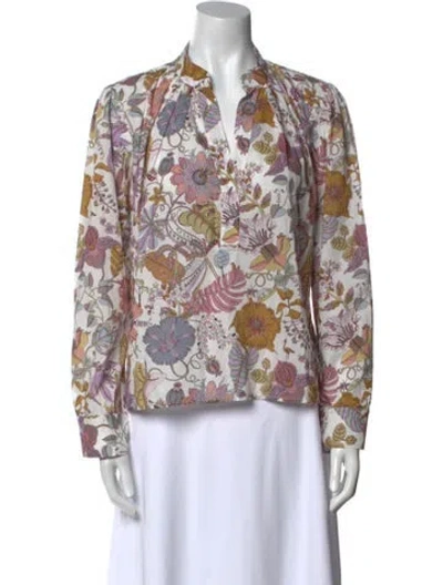 Pre-owned Wear Cissa Floral Print V-neck Blouse In Multi