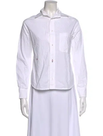 Pre-owned Wear Cissa Long Sleeve Button-up Top In White