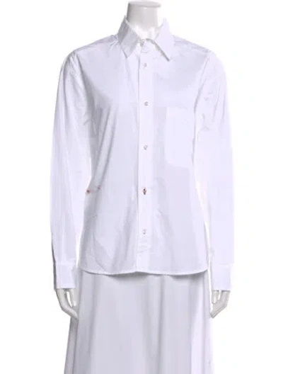 Pre-owned Wear Cissa Long Sleeve Button-up Top In White