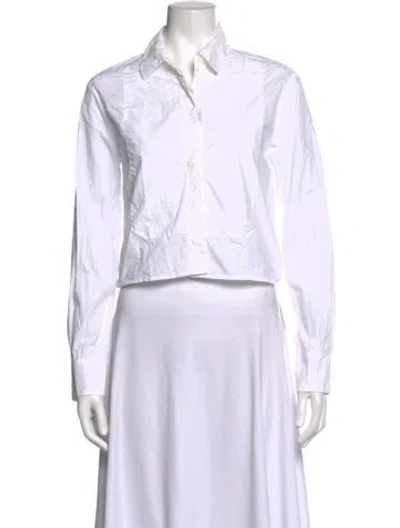 Pre-owned Wear Cissa Long Sleeve Button-up Top In White