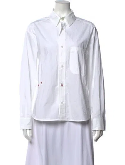 Pre-owned Wear Cissa Long Sleeve Button-up Top In White