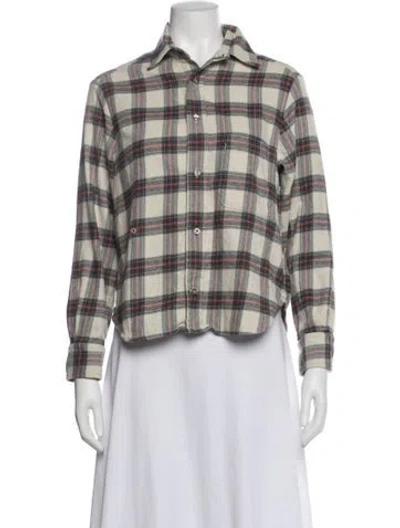 Pre-owned Wear Cissa Plaid Print Long Sleeve Button-up Top In Multi