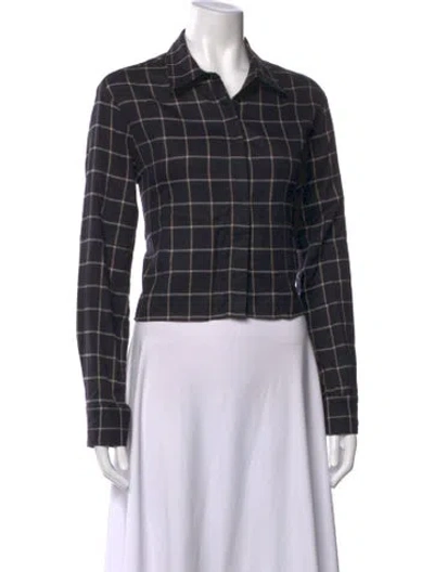 Pre-owned Wear Cissa Plaid Print Long Sleeve Top In Black
