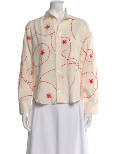 Pre-owned Wear Cissa Printed Long Sleeve Button-up Top In Neutral