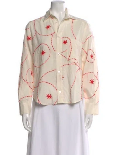 Pre-owned Wear Cissa Printed Long Sleeve Button-up Top In Neutrals