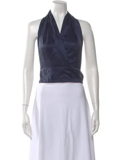 Pre-owned Wear Cissa Silk Halterneck Top In Blue