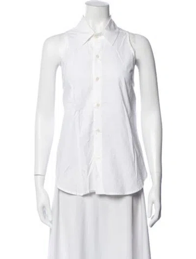 Pre-owned Wear Cissa Sleeveless Button-up Top In White