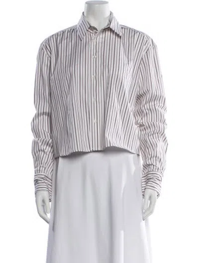 Pre-owned Wear Cissa Striped Long Sleeve Button-up Top In Blue/white