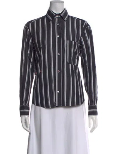 Pre-owned Wear Cissa Striped Long Sleeve Button-up Top In Multicolor