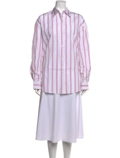 Pre-owned Wear Cissa Striped Long Sleeve Button-up Top In Purple
