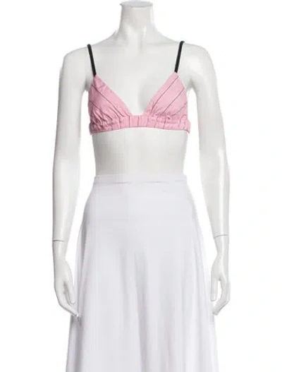 Pre-owned Wear Cissa Striped V-neck Sports Bra In White