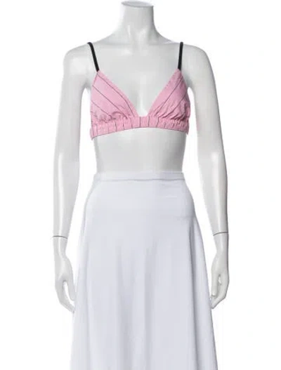 Pre-owned Wear Cissa Striped V-neck Sports Bra In White