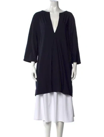 Pre-owned Wear In Good Health V-neck Three-quarter Sleeve Tunic In Black