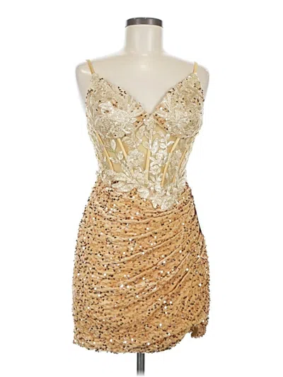 Pre-owned Wear Your Love Cocktail Dress In Gold