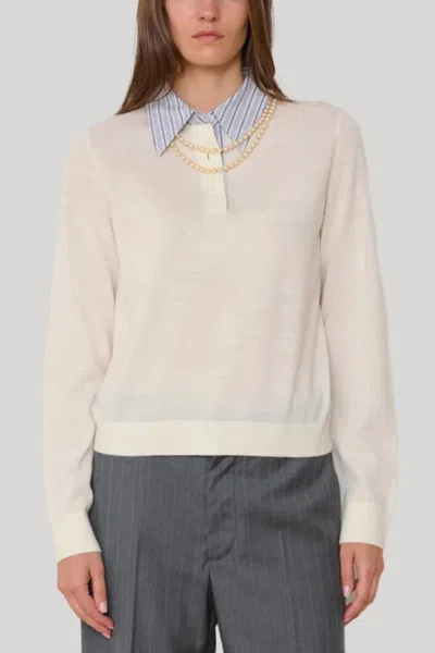We-ar4 Charlie Polo Top In Cream In Neutral