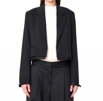 We-ar4 Cocktail Cropped Blazer In Black Pinstripe