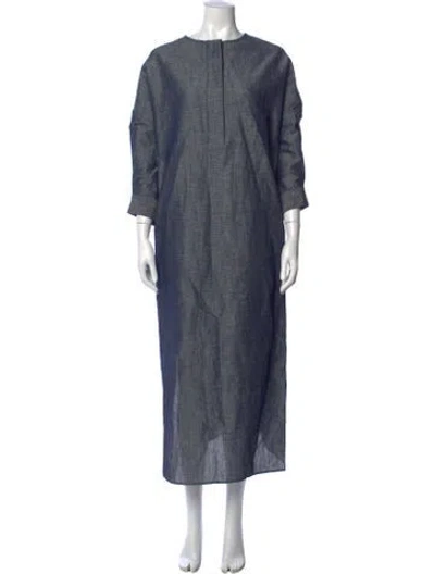 Pre-owned We-ar4 Crew Neck Long Dress In Blue