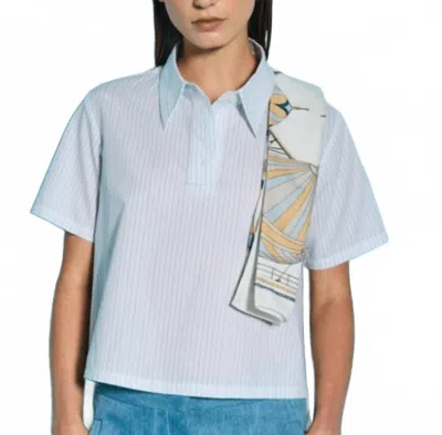 We-ar4 Crew Short Sleeve Stripe Shirt In White Pinstripe In Blue