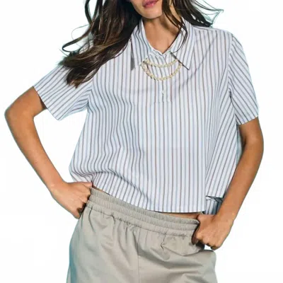 We-ar4 Crew Short Sleeve Striped Shirt In Multi In Blue