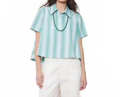 We-ar4 Cropped Crew Shirt In Green Stripe