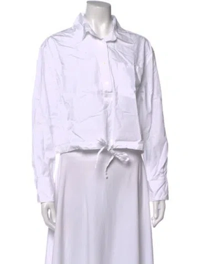 Pre-owned We-ar4 Long Sleeve Button-up Top In White