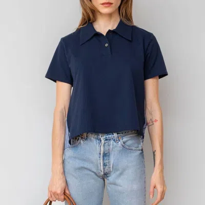 We-ar4 Media Short Sleeve Polo In Midnight In Blue