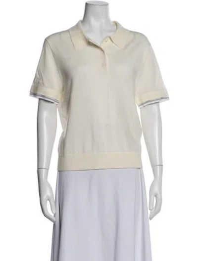 Pre-owned We-ar4 Merino Wool Crew Neck Polo In Neutrals